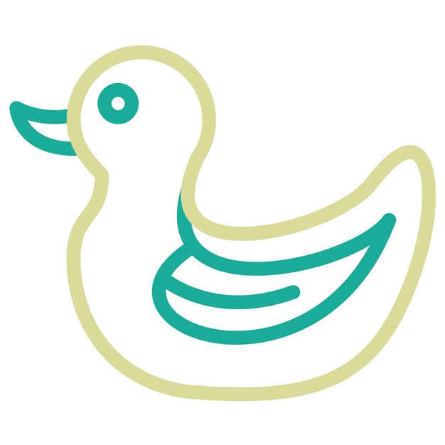 Ilustración del icono vectorial del pato de goma del conjunto de iconos del bebé