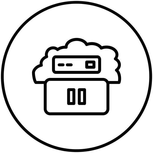 Ilustración del icono vectorial de pausa de vídeo en la nube del conjunto de iconos de computación en la nube
