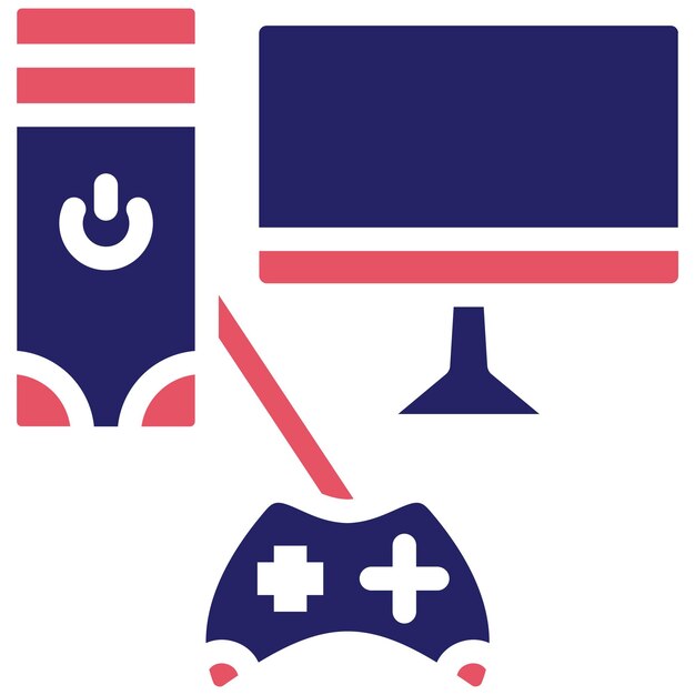 Ilustración del icono vectorial de PC de juegos de juego en línea
