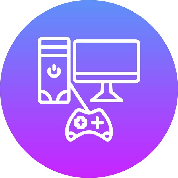 Ilustración del icono vectorial de PC de juegos de juego en línea