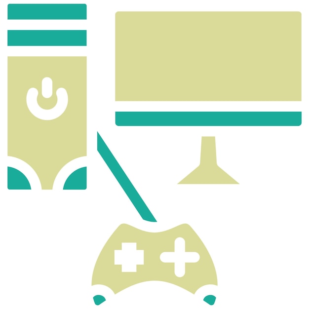 Ilustración de icono vectorial de PC de juegos de OnGLDG