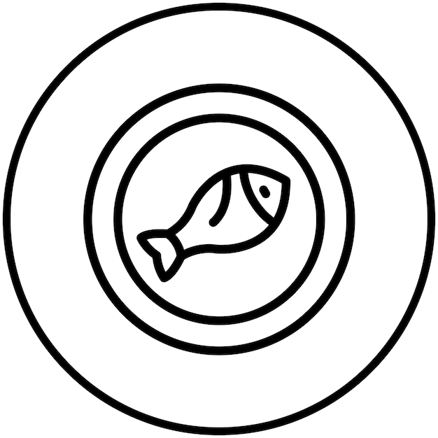 Ilustración del icono vectorial de peces del conjunto de iconos de catering