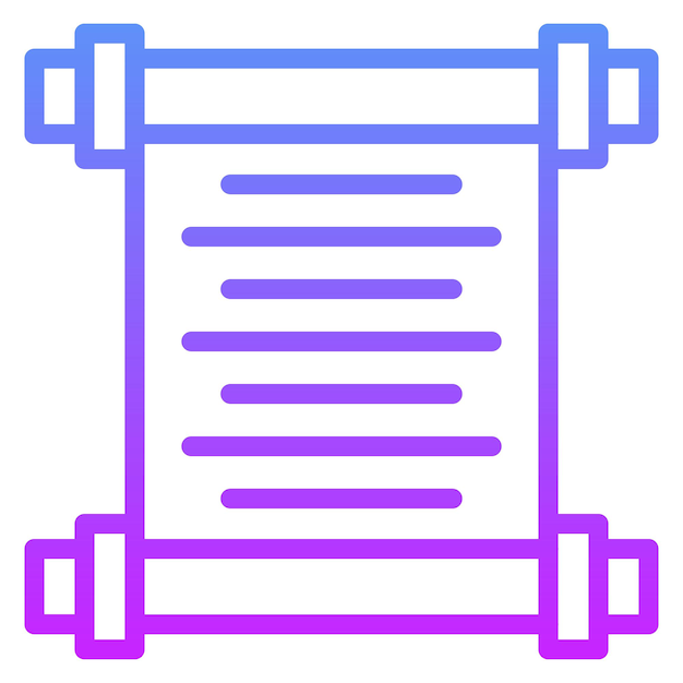 Ilustración del icono vectorial del pergamino del conjunto de iconos de la Historia