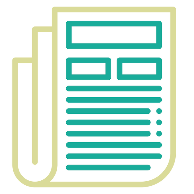 Ilustración de icono vectorial de periódico del conjunto de iconos de Crimen y Ley
