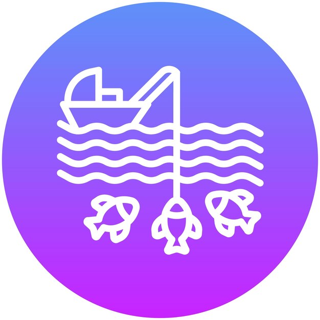 Ilustración del icono vectorial de pesca en aguas profundas del conjunto de iconos de pesca