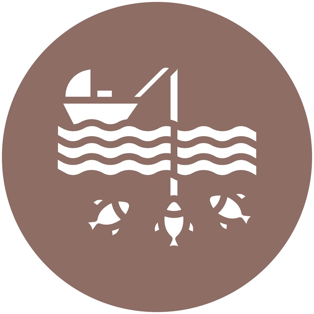 Ilustración del icono vectorial de pesca en aguas profundas del conjunto de iconos de pesca