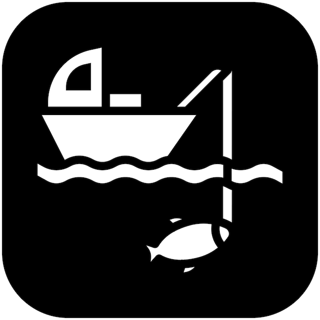 Ilustración del icono vectorial de pesca en barco del conjunto de iconos de pesca