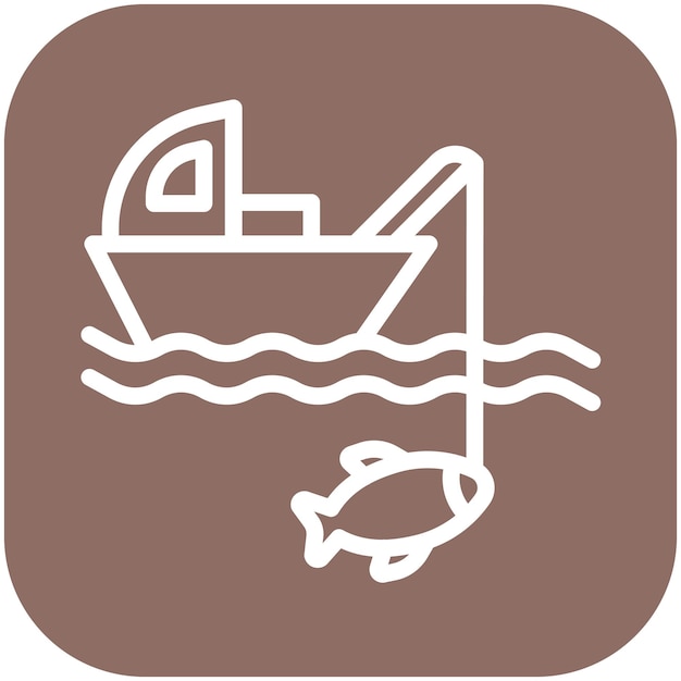 Ilustración del icono vectorial de pesca en barco del conjunto de iconos de pesca