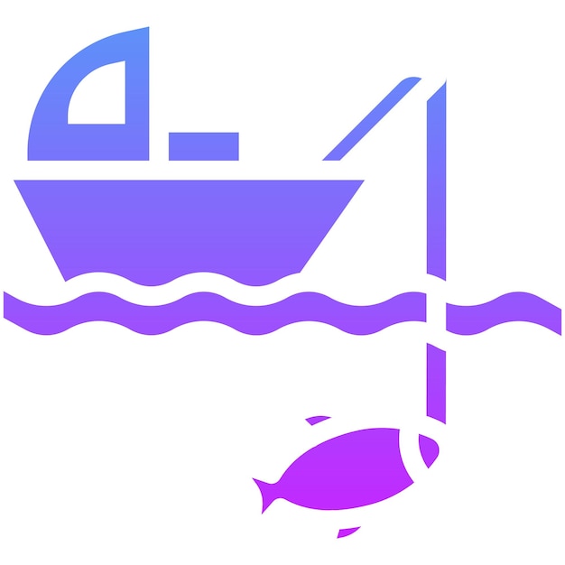 Ilustración del icono vectorial de pesca en barco del conjunto de iconos de pesca