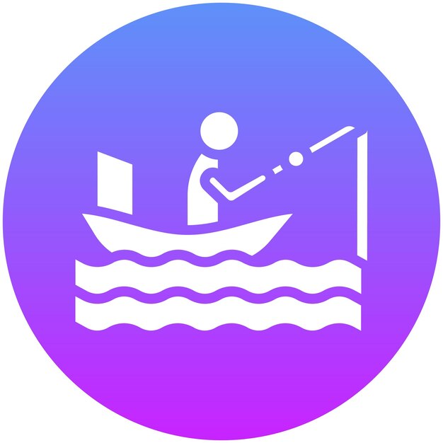 Ilustración del icono vectorial de pesca en kayak del conjunto de iconos de pesca