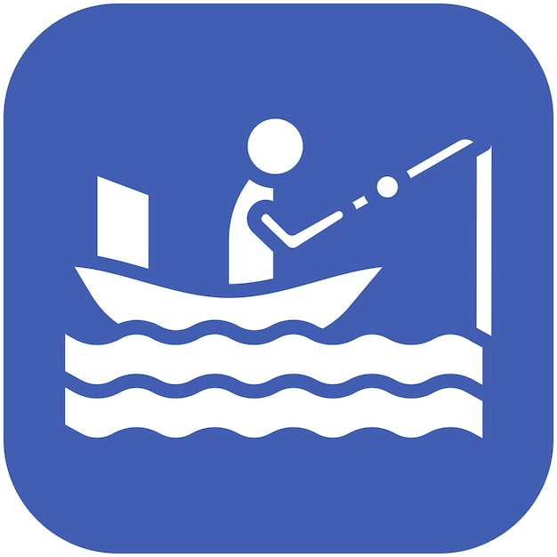 Ilustración del icono vectorial de pesca en kayak del conjunto de iconos de pesca