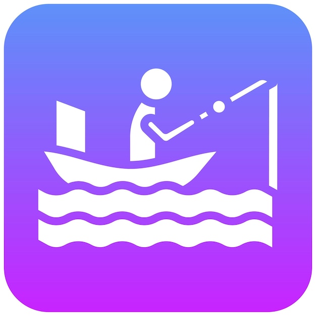 Ilustración del icono vectorial de pesca en kayak del conjunto de iconos de pesca