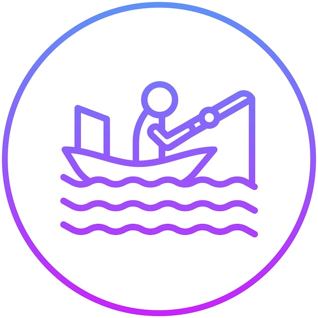 Ilustración del icono vectorial de pesca en kayak del conjunto de iconos de pesca
