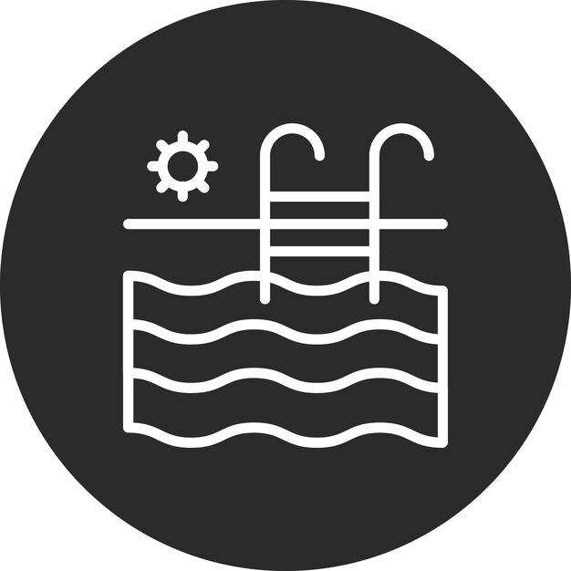 Ilustración del icono vectorial de la piscina del conjunto de iconos de la vida familiar