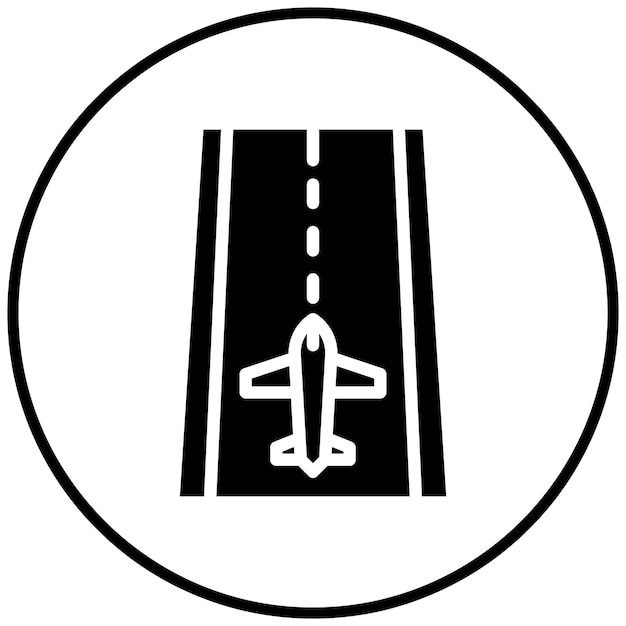 Ilustración del icono vectorial de la pista de aterrizaje del conjunto de iconos de aviación
