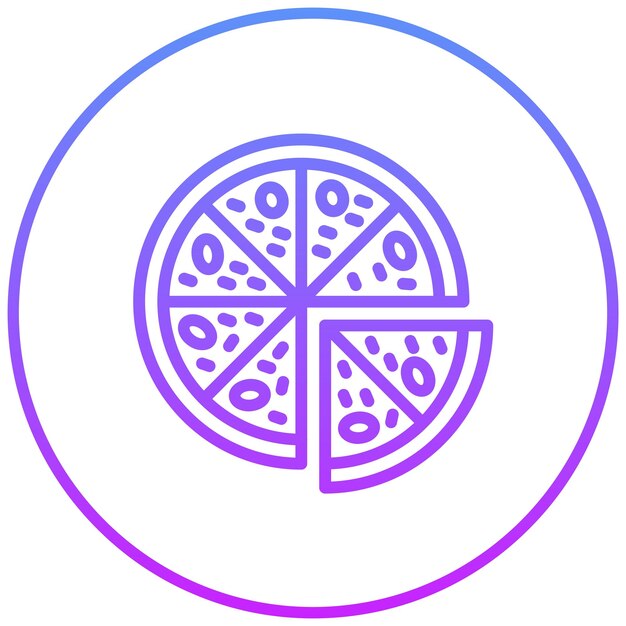 Ilustración del icono vectorial de la pizza del conjunto de iconos de World Cuisine