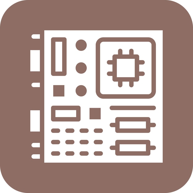 Vector ilustración del icono vectorial de la placa base del conjunto de iconos de computadora y hardware