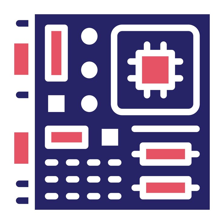 Vector ilustración del icono vectorial de la placa base del conjunto de iconos de computadora y hardware