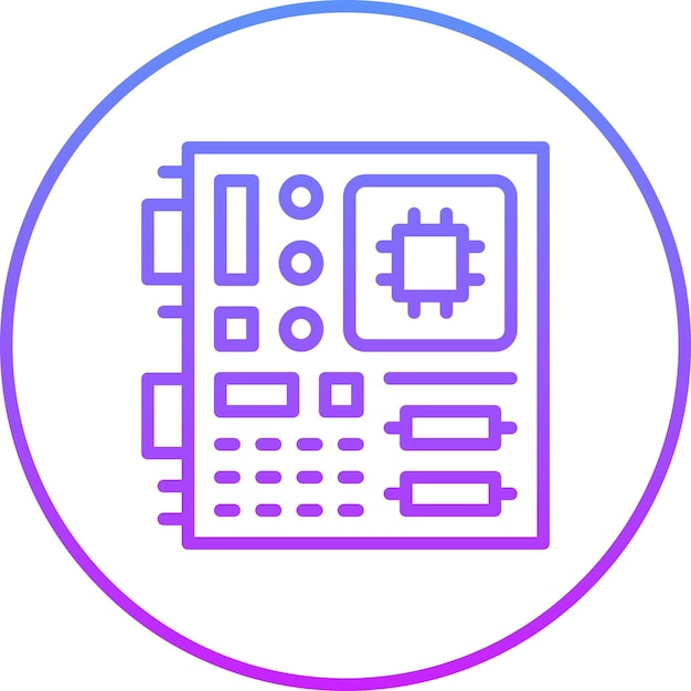 Ilustración del icono vectorial de la placa base del conjunto de iconos de computadora y hardware