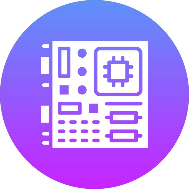 Ilustración del icono vectorial de la placa base del conjunto de iconos de computadora y hardware