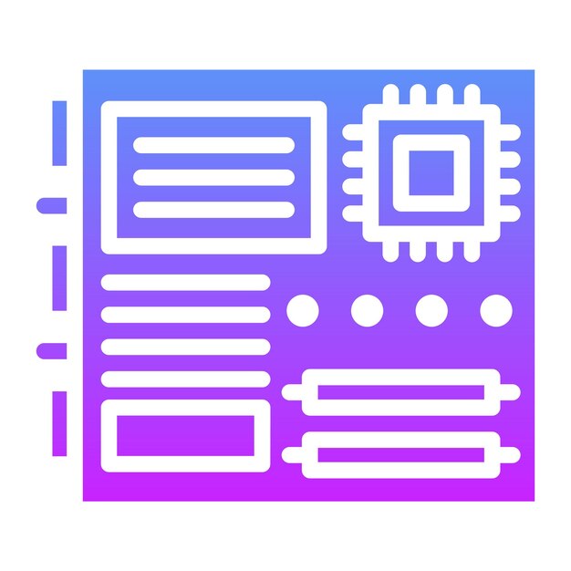 Ilustración del icono vectorial de la placa base del conjunto de iconos de tecnología