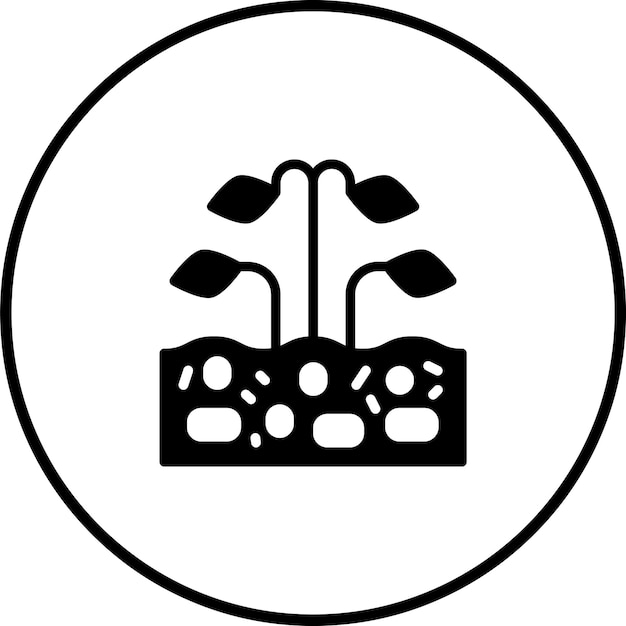 Ilustración del icono vectorial de la plantación de flores del conjunto de iconos de la aldea