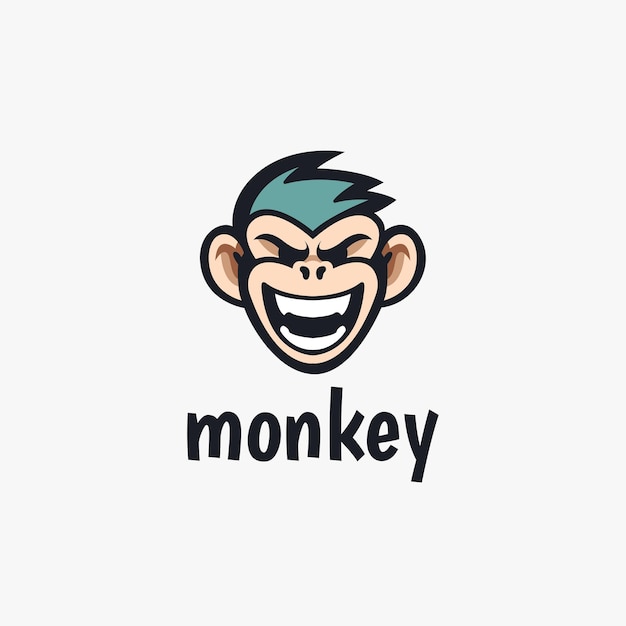 Ilustración del icono vectorial de la plantilla de diseño del logotipo de la cabeza de mono