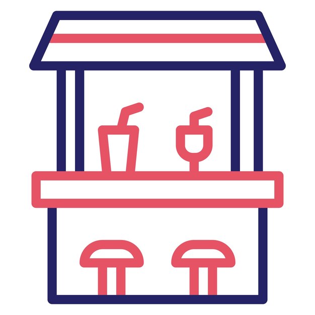 Ilustración del icono vectorial de la playa del conjunto de iconos de verano