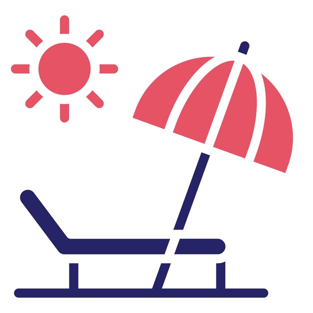 Ilustración del icono vectorial de la playa del conjunto de iconos de la vida familiar