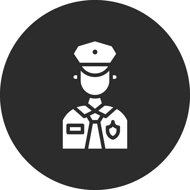 Ilustración del icono vectorial del policía del conjunto de iconos de Crimen y Ley