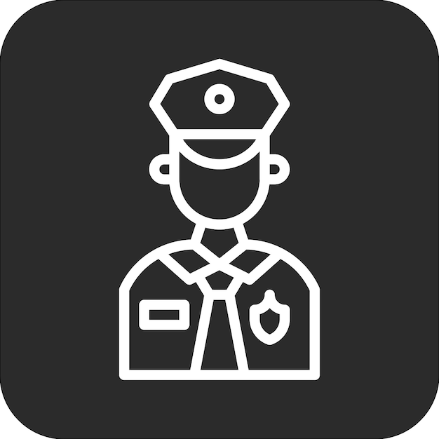 Ilustración del icono vectorial del policía del conjunto de iconos de Crimen y Ley