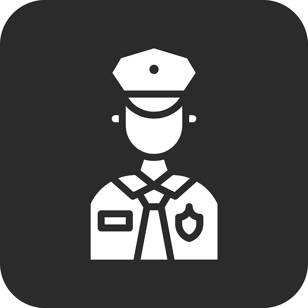 Ilustración del icono vectorial del policía del conjunto de iconos de Crimen y Ley
