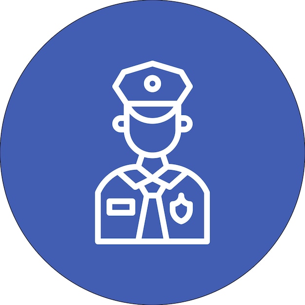 Ilustración del icono vectorial del policía del conjunto de iconos de Crimen y Ley