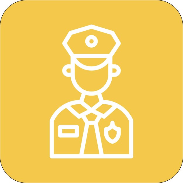 Ilustración del icono vectorial del policía del conjunto de iconos de Crimen y Ley