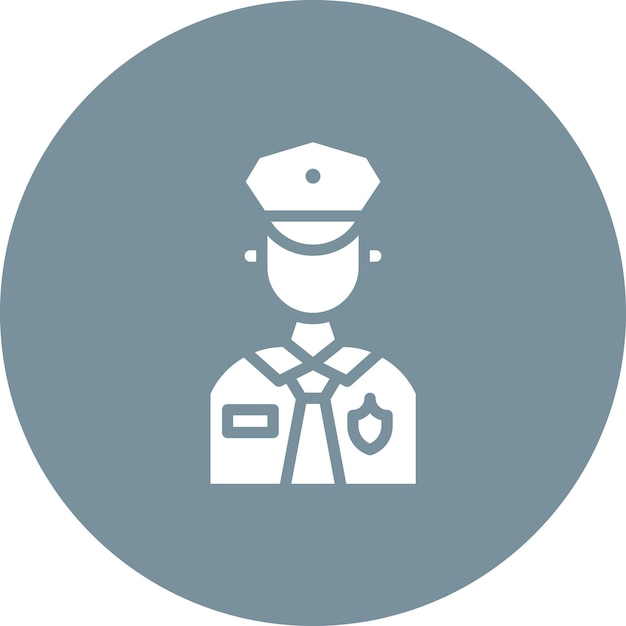 Ilustración del icono vectorial del policía del conjunto de iconos de Crimen y Ley