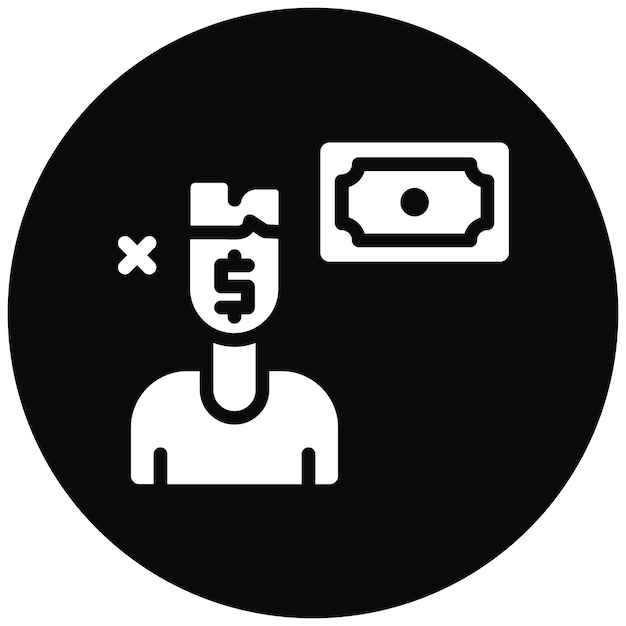 Ilustración del icono vectorial del político corrupto del conjunto de iconos de corrupción