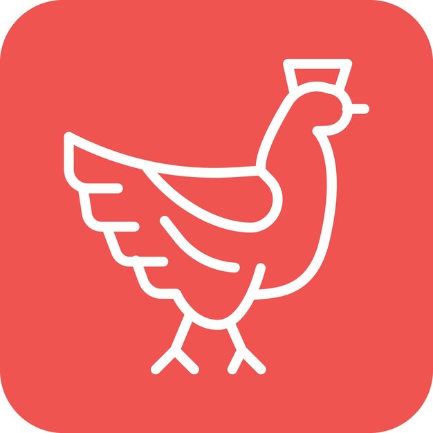 Ilustración del icono vectorial de pollo del conjunto de iconos de la aldea