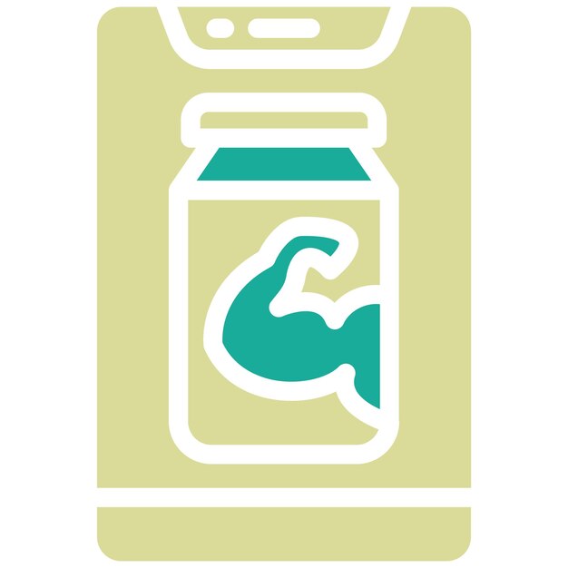 Ilustración del icono vectorial de polvo de proteína del conjunto de iconos de la aplicación de entrenamiento