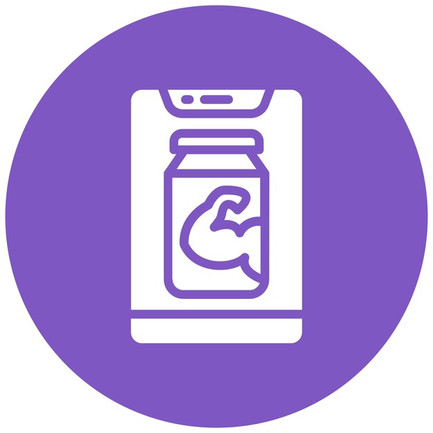 Ilustración del icono vectorial de polvo de proteína del conjunto de iconos de la aplicación de entrenamiento