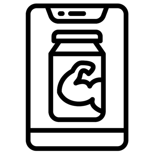 Ilustración del icono vectorial de polvo de proteína del conjunto de iconos de la aplicación de entrenamiento