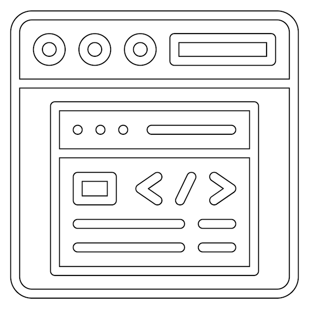 Ilustración del icono vectorial de pop-up del navegador del conjunto de iconos de codificación y desarrollo