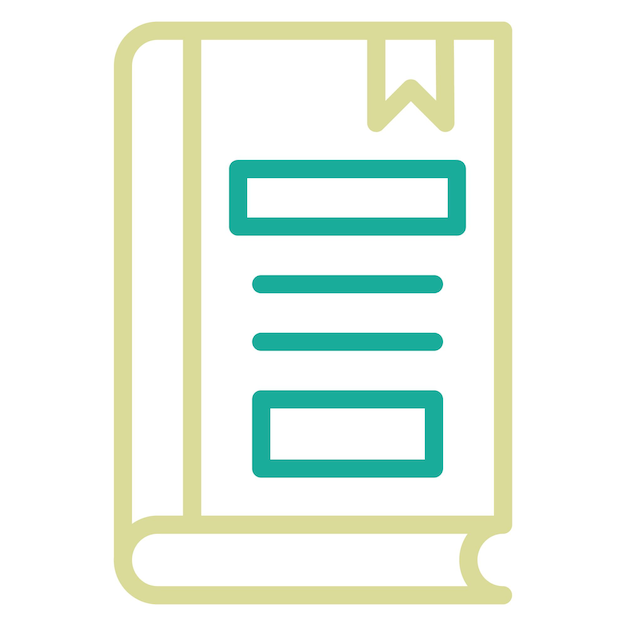 Ilustración del icono vectorial de la portada del libro del conjunto de iconos de la biblioteca