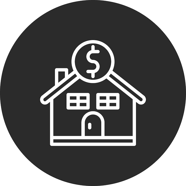 Ilustración del icono vectorial de precios de la casa del conjunto de iconos de bienes raíces
