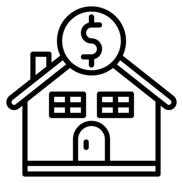 Ilustración del icono vectorial de precios de la casa del conjunto de iconos de bienes raíces