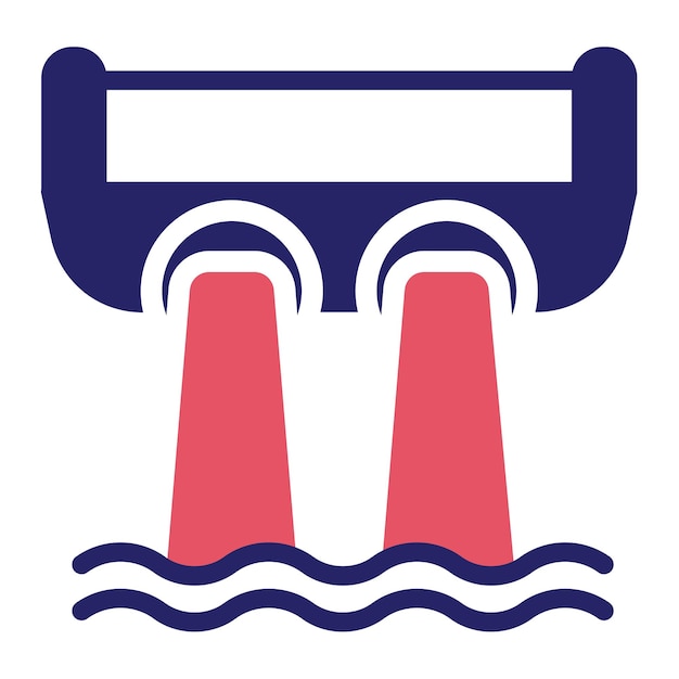 Ilustración del icono vectorial de la presa del conjunto de iconos de energía nuclear