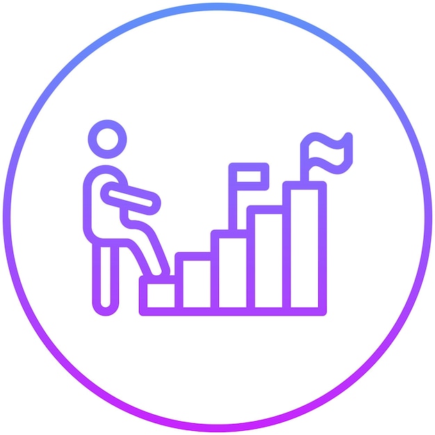 Ilustración del icono vectorial del primer paso del conjunto de iconos de logros