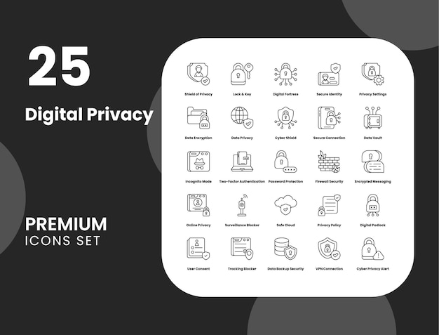 Ilustración de icono vectorial de privacidad digital para la protección de datos Seguridad en línea e información personal