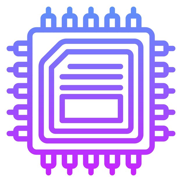 Ilustración del icono vectorial del procesador del conjunto de iconos de tecnología