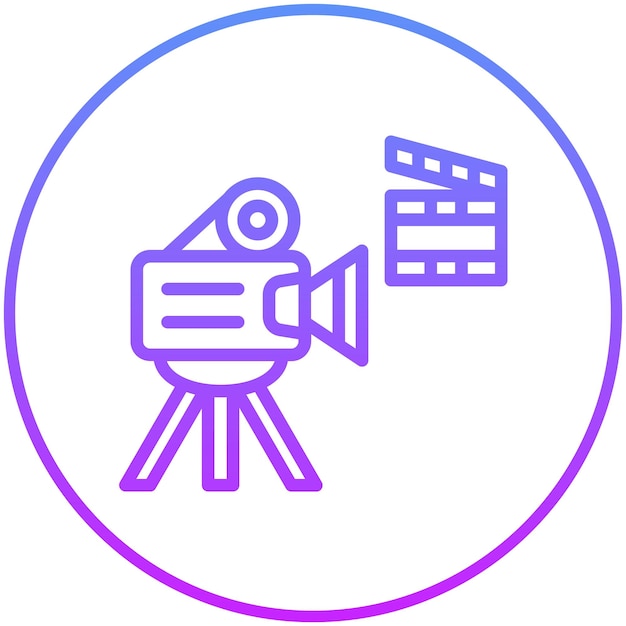 Ilustración del icono vectorial de producción del conjunto de iconos de cine
