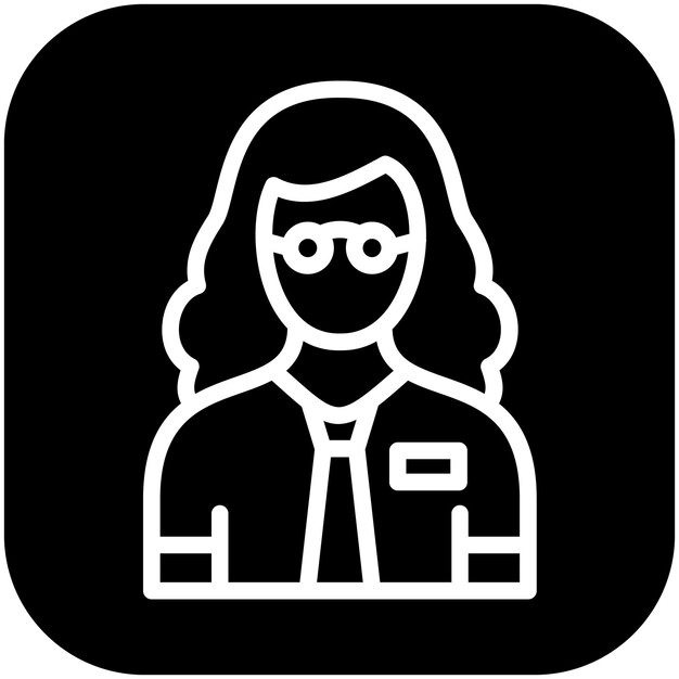 Ilustración del icono vectorial de la profesora femenina del conjunto de iconos de la escuela